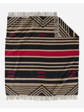 Pendleton Pinyon Black, Tan & Red Geometric Wool Throw Blanket
